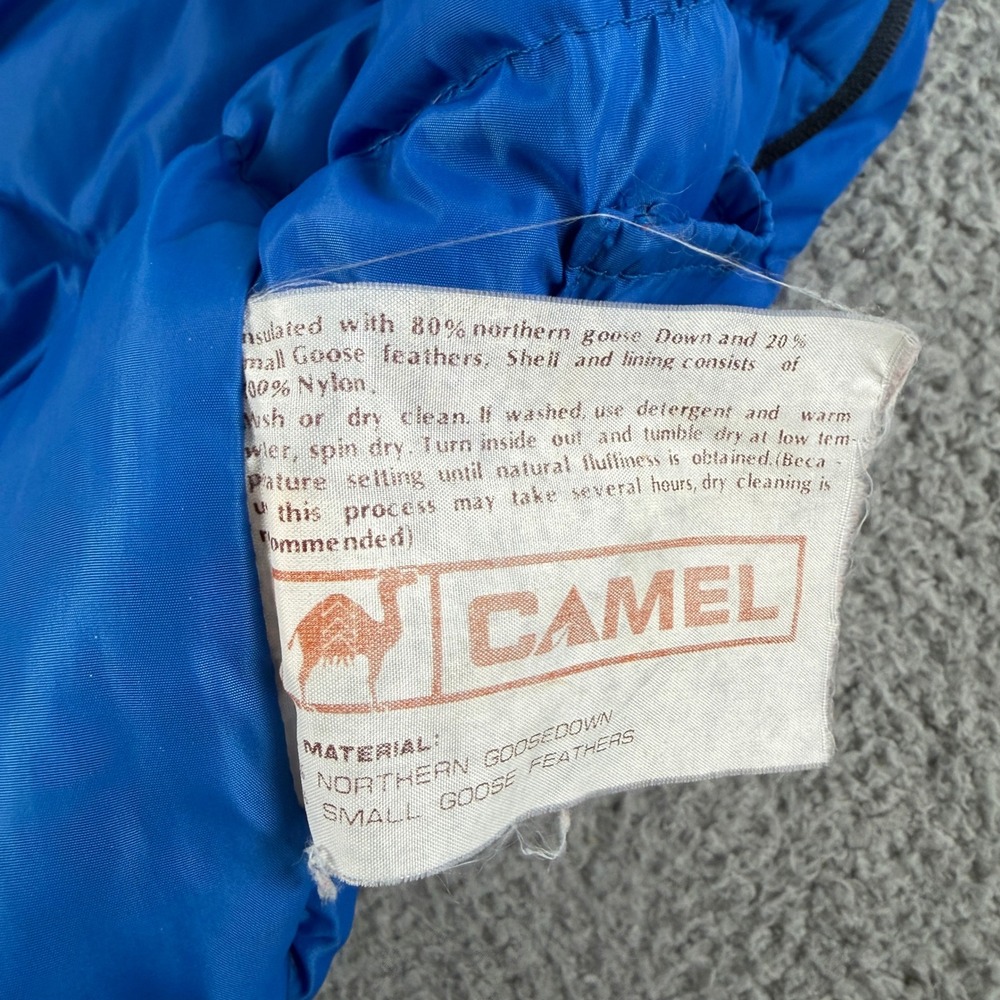Vintage Camel Puffer Vest Mens S‎ Blue Orange Goose Down 80/20 Retro Insulated - Picture 6 of 10
